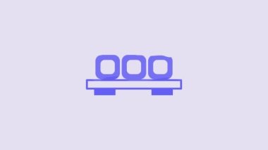 Blue Sushi on cutting board icon isolated on purple background. Asian food sushi on wooden board. 4K Video motion graphic animation.