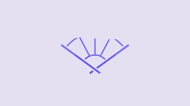 Blue Traditional paper chinese or japanese folding fan icon isolated on purple background. 4K Video motion graphic animation.