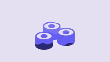 Blue Sushi icon isolated on purple background. Traditional Japanese food. 4K Video motion graphic animation.