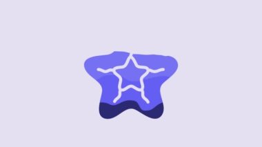 Blue Starfish icon isolated on purple background. 4K Video motion graphic animation.