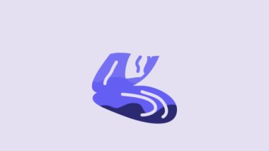 Blue Mussel icon isolated on purple background. Fresh delicious seafood. 4K Video motion graphic animation.