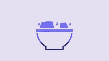 Blue Shark fin soup icon isolated on purple background. 4K Video motion graphic animation.