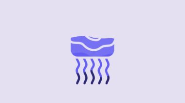 Blue Jellyfish icon isolated on purple background. 4K Video motion graphic animation.