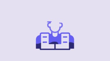 Blue Fisherman icon isolated on purple background. 4K Video motion graphic animation.