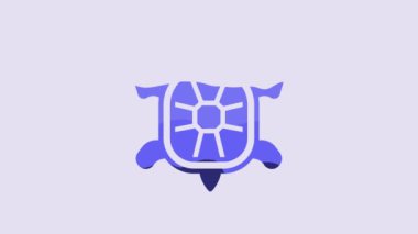 Blue Turtle icon isolated on purple background. 4K Video motion graphic animation.