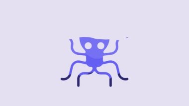 Blue Octopus icon isolated on purple background. 4K Video motion graphic animation.