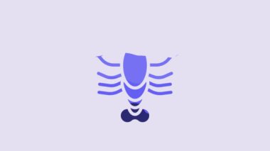 Blue Lobster icon isolated on purple background. 4K Video motion graphic animation.