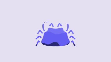 Blue Crab icon isolated on purple background. 4K Video motion graphic animation.