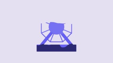 Blue Lottery machine icon isolated on purple background. Lotto bingo game of luck concept. Wheel drum leisure. 4K Video motion graphic animation.