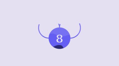 Blue Bingo or lottery ball on bingo card with lucky numbers icon isolated on purple background. 4K Video motion graphic animation.