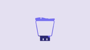 Blue Photo camera flash icon isolated on purple background. 4K Video motion graphic animation.