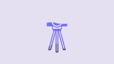 Blue Photo camera icon isolated on purple background. Foto camera. Digital photography. 4K Video motion graphic animation.