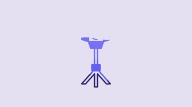 Blue Studio light bulb in softbox icon isolated on purple background. Shadow reflection design. 4K Video motion graphic animation.