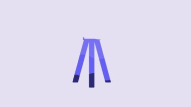 Blue Tripod icon isolated on purple background. 4K Video motion graphic animation.