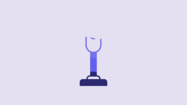 Blue Vacuum cleaner icon isolated on purple background. 4K Video motion graphic animation.