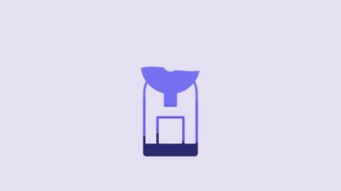 Blue Smart coffee machine system icon isolated on purple background. Internet of things concept with wireless connection. 4K Video motion graphic animation.