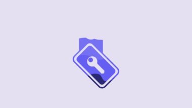 Blue Digital door lock with wireless technology for unlock icon isolated on purple background. Door handle sign. Security smart home. 4K Video motion graphic animation.