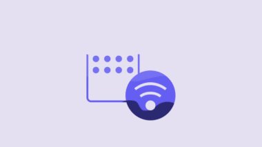 Blue Air humidifier icon isolated on purple background. Portable electric home appliance, home air purification and humidification. 4K Video motion graphic animation.