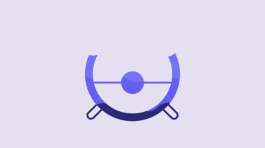 Blue Robot vacuum cleaner icon isolated on purple background. Home smart appliance for automatic vacuuming, digital device for house cleaning. 4K Video motion graphic animation.