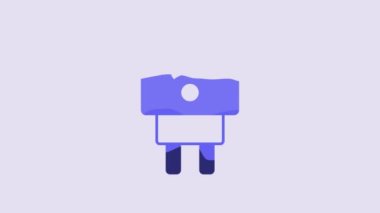 Blue Smart electric plug system icon isolated on purple background. Internet of things concept with wireless connection. 4K Video motion graphic animation.