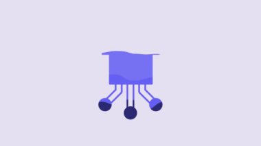 Blue Smart home icon isolated on purple background. Remote control. 4K Video motion graphic animation.