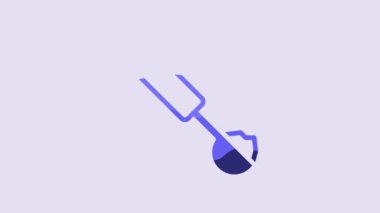 Blue Measuring spoon icon isolated on purple background. 4K Video motion graphic animation.