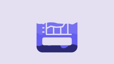 Blue Graph, schedule, chart, diagram, infographic, pie graph icon isolated on purple background. 4K Video motion graphic animation.