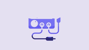Blue Ampere meter, multimeter, voltmeter icon isolated on purple background. Instruments for measurement of electric current. 4K Video motion graphic animation.