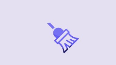 Blue Mop icon isolated on purple background. Cleaning service concept. 4K Video motion graphic animation.