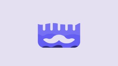 Blue Hairbrush icon isolated on purple background. Comb hair sign. Barber symbol. 4K Video motion graphic animation.