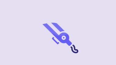 Blue Curling iron for hair icon isolated on purple background. Hair straightener icon. 4K Video motion graphic animation.