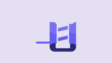 Blue Classic Barber shop pole icon isolated on purple background. Barbershop pole symbol. 4K Video motion graphic animation.