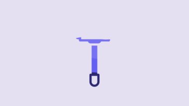 Blue Shaving razor icon isolated on purple background. 4K Video motion graphic animation.