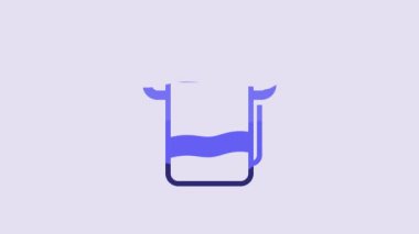 Blue Towel on a hanger icon isolated on purple background. Bathroom towel icon. 4K Video motion graphic animation.