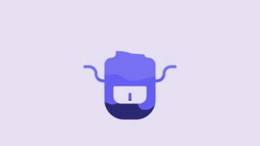 Blue Barber apron icon isolated on purple background. Apron of a hairdresser with pockets. 4K Video motion graphic animation.