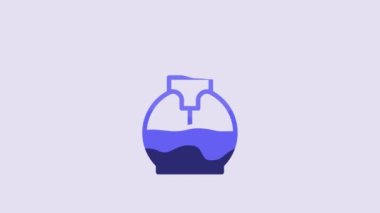 Blue Hairdresser pistol spray bottle with water icon isolated on purple background. 4K Video motion graphic animation.