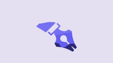 Blue Fountain pen nib icon isolated on purple background. Pen tool sign. 4K Video motion graphic animation.