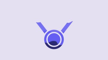 Blue Medal icon isolated on purple background. Winner symbol. 4K Video motion graphic animation.