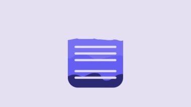 Blue Dossier folder icon isolated on purple background. 4K Video motion graphic animation.