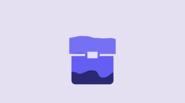 Blue School backpack icon isolated on purple background. 4K Video motion graphic animation.