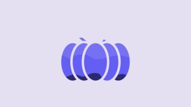 Blue Pumpkin icon isolated on purple background. Happy Halloween party. 4K Video motion graphic animation.