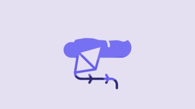 Blue Kite icon isolated on purple background. 4K Video motion graphic animation.