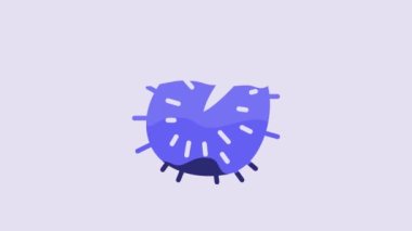 Blue Chestnut icon isolated on purple background. Barbed and strong chestnut. 4K Video motion graphic animation.