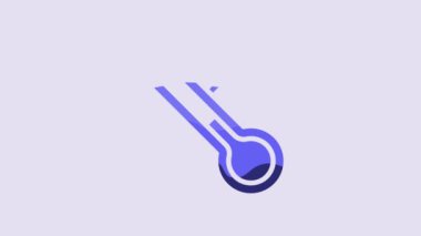 Blue Meteorology thermometer measuring icon isolated on purple background. Thermometer equipment showing hot or cold weather. 4K Video motion graphic animation.