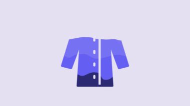 Blue Raincoat icon isolated on purple background. 4K Video motion graphic animation.