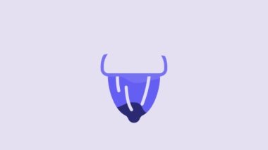 Blue Acorn icon isolated on purple background. 4K Video motion graphic animation.