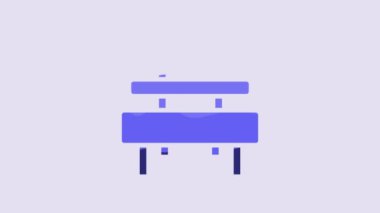 Blue Bench icon isolated on purple background. 4K Video motion graphic animation.