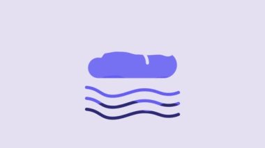 Blue Windy weather icon isolated on purple background. Cloud and wind. 4K Video motion graphic animation.