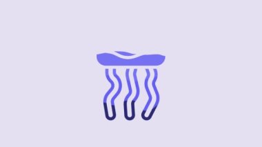 Blue Jellyfish icon isolated on purple background. 4K Video motion graphic animation.
