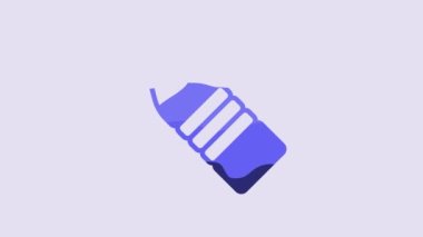 Blue Bottle of water icon isolated on purple background. Soda aqua drink sign. 4K Video motion graphic animation.